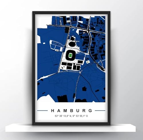Fußball Poster Hamburg – Stadion Karte | Geschenk für Fußballfans & Hamburg-Liebhaber (DIN A4)