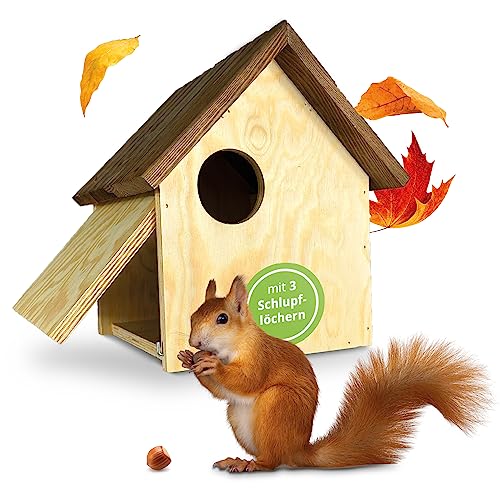 GARTENETAGE Eichhörnchen Kobel wetterfest/Robustes XL Eichhörnchen Haus zum Aufhängen/Eichhörnchen Nistkasten aus robustem Holz/Eichhörnchenhaus