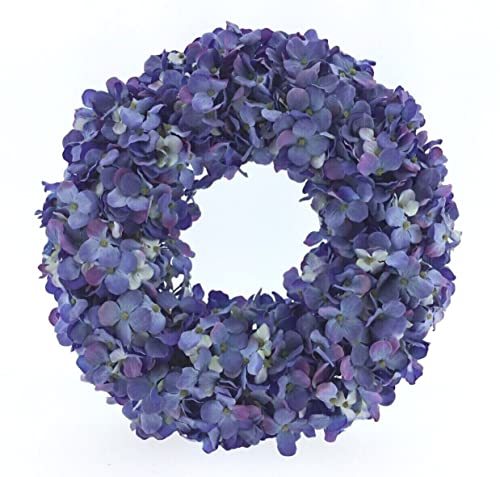 finehomegarden Hortensienkranz Tischkranz künstlicher Kranz Ø36cm blau Wandkranz Deko Türkranz, 32195