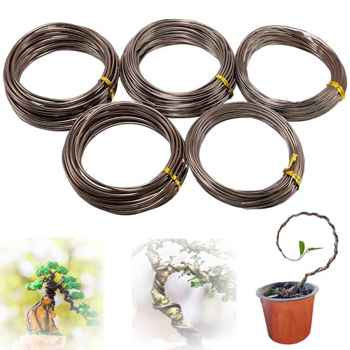 Basteldraht für,Bonsai Aluminiumdraht,Bonsai Draht,Flexibler Eisendraht, Kreatives Bonsai-Kit, 5 Größen, Eloxierter Aluminium-Bonsai-Draht – 1,0 mm, 1,5 mm, 2,0 mm, 2,5 mm, 3,0 mm (50 Meter) (Braun)