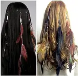 Generse Feder Haarspangen Boho Hippie Feder Haarverlängerungen Indischer Kopfschmuck für Frauen und Mädchen (3 Stück)