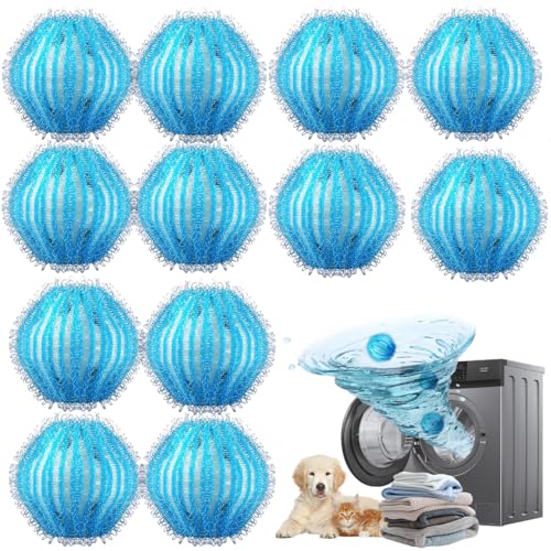 12 Stücke Tierhaarentferner Waschmaschine,Fusselball für Waschmaschine,Wiederverwendbar Fusselbälle Waschmaschine,für Hundehaare und Katzenhaarentferner Waschm(Dunkelblau)