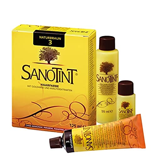 Sanotint - Haarfarbe Nr. 03 „Naturbraun“ - 1x 125 ml - Naturnahe Haarfarbe mit wertvollen pflanzlichen Wirkstoffen - Mit Goldhirse, Traubenblätterextrakt, Olivenextrakt und Birkenextrakt