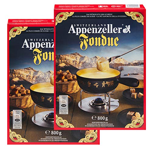 Fondue-Käse 'Appenzeller' - 2x800g würziger, aromatischer Käse aus der Schweiz als cremiges Fondue