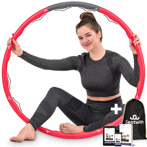 Hula Hoop Reifen 1,2 KG Erwachsene & Kinder zum schnellen Abnehmen und maximalen Spaß | 6-8 Segmente Hullahub mit Turnbeutel und E.Book für Anfänger und Fortgeschrittene | Hometrainer Fitnessreifen