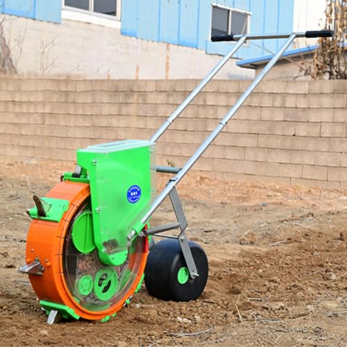 Präzisions-Handsämaschine, Gartensämaschine mit Rädern, Handrollsämaschine, handgeführter Breitstreuer für Mais, Baumwolle, Sojabohnen, Erdnüsse,12 Mouths
