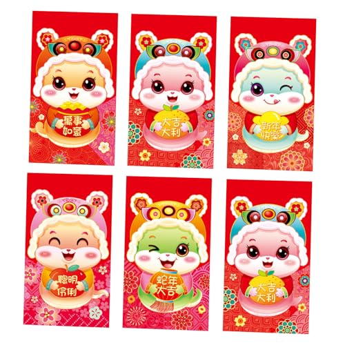 6pcs Rötung Umschläge Für Traditionelle Frühjahrsfest 2025 Schlangenjahre Geldpakete Papierbeutel Hongbao Für Neujahr