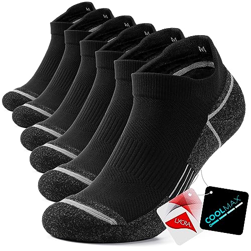 TANSTC Sneaker Socken Herren Damen, Atmungsaktiv Wandersocken Laufsocken 35-38, Outdoor Trekkingsocken Sportsocken Kurze, Technisch, Feuchtigkeitsregulierung, Anti-Blasen Polsterung, Schwarz 3 Paar