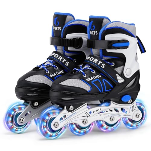 Inline Skates für Kinder Jungen Mädchen Anfänger, 4 Size verstellbare Rollschuhe mit Light Up Rollen. (S (EU28-32))