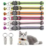 6 Reflektierend Katze Halsband, Verstellbar Kitten Halsband, Katzen Halsbänder mit Glöckchen, Sicherheitshalsband Katsze mit Namen Adresse, Katzenhalsband Selbstöffnend, Halsband Katze für Außen Innen