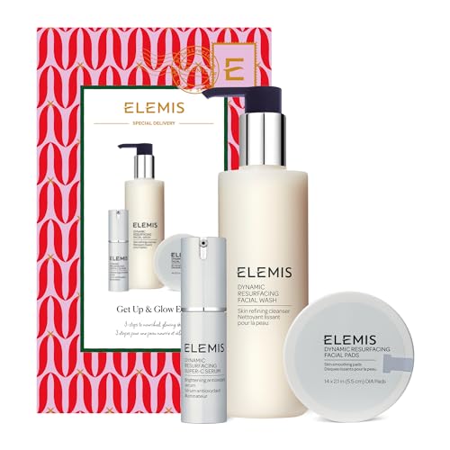 Elemis Limited Edition Geschenk des Glanzes Weihnachtskollektion, Schönheitspflege Geschenkset, dynamische Gesichtsreinigung, aufhellendes Vitamin C Serum für die Reise und Tri-Enzym Gesichtspads