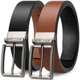 BESTKEE Gürtel Herren, Wendegürtel, Ledergürtel herren, 35mm Breit, Anzuggürtel, Jeansgürtel für Männer, Ideal für Herren Anzug Business Kleidu