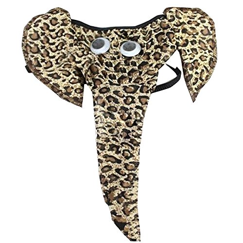 Acizi Männer Sexy Low Waist Long U Ausbuchtung Pouch Elephant Trunk Unterwäsche Briefs (Leopard)