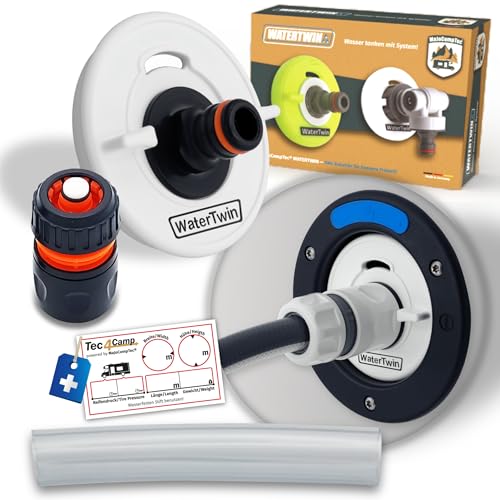 MaJoCompTec® WATERTWIN Tankdeckel mit Wasseranschluss | Wassertankdeckel Befülladapter für Wassereinfüllstutzen | Wohnmobil Wohnwagen Zubehör (ECO-Version + Schlauchkupplung, Adapter 3-PIN D:78)