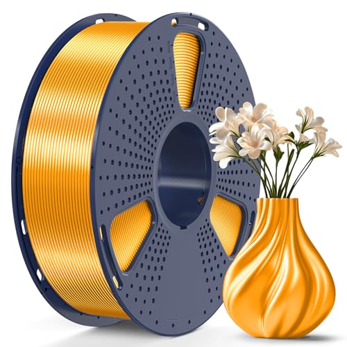 SUNLU PLA Plus Shiny Silk 3D Drucker Filament 1.75mm, Silk PLA+ 3D Druck Filament mit Seidenglattes Finish, Gute Farbwiedergabe, Maßgenauigkeit +/- 0,02mm, 1kg(2.2lb) Spule, PLA+ Silk Messing