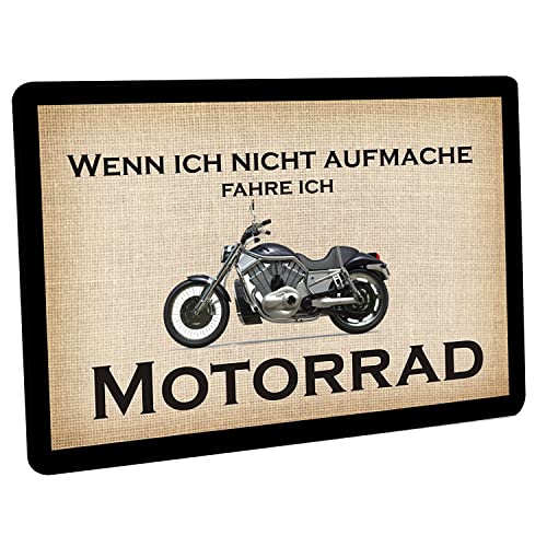 Crealuxe Fussmatte – “ Wenn ich Nicht aufmache fahre ich Motorrad “ - 60x40 cm - Gummi Rückseite/rutschfest - Filzoberfläche - Bedruckte Türmatte - Innenmatte - Schmutzmatte