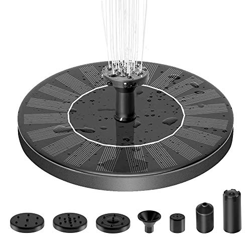 Solar Springbrunnen für Außen, Solarbrunnen für Draussen mit 6 Sprüh Effekten, Solar Teichpumpe Outdoor Solar Schwimmender Fontäne Pumpe für Garten, Teich, VogelBad, und Wasserpumpe（1.4W）