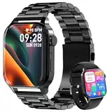 Homailida Smartwatch Herren mit 2 verstellbaren Armbändern, Smart Watch-Anrufe und Sprachassistent, Nachrichtenbenachrichtigungen, Business Stil Smart Watch, 100+ Sportmodi, Fitnessuhr Herren Schwarz