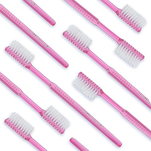 Wellsamed 100 Stück Wellsabrush Einmal-Zahnbürsten imprägniert mit Zahnpasta, Pink ideal für Reisen und unterwegs