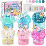 LAWOHO 6 Meerjungfrau Gnomes Slime Set- Wolkenschleim, Butterschleim, Water & Clear Slime, Kinder Schleim Set mit GNOME Add-ins, Fluffy Schleim Kits für Mädchen & Jungen, 360ml Blau & Rosa Ostern Kit