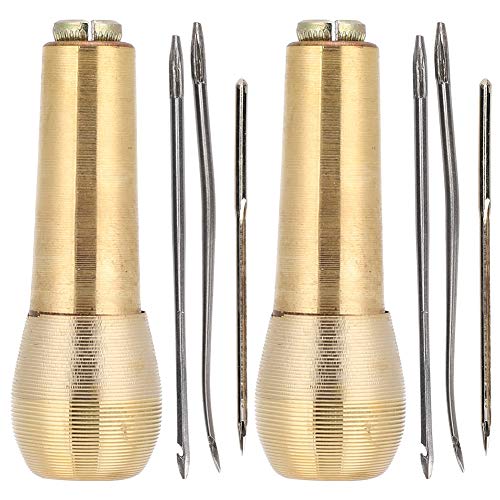 Ahle Leder Nähahle Ahle Werkzeug Stickerei Leder Schuhmacher von Hand Ahle 2 Set Kupfergriff Nähahle Kegel Leder Nähen Schuh Reparatur Werkzeug Lederhandwerk Nadel Kit