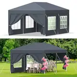 Pavillon 3x6m,18 ㎡ Gartenpavillon mit Seitenteilen und Fenstern,Partyzelt,UV Schutz 50+,Stabil,Windschutz,Wasserdicht,Gartenzelt für Markt,Festival,Camping,Hochzeiten,Anthrazit