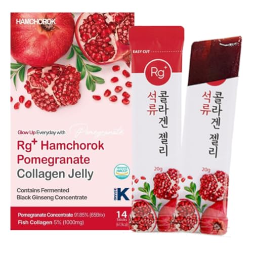 HAMCHOROK Rg+ Granatapfel-Kollagen-Gelee (20 g x 14 Stück) / Antialterung Korean-Beauty / 360DA Meereskollagen + Vitamin C&E Ginseng-Konzentrat zur Unterstützung des Immunsystems, Haut (14)