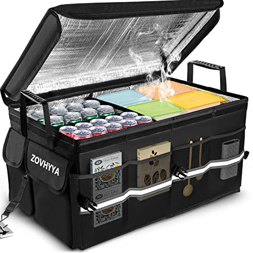 ZOVHYYA Kofferraum Organizer 68L Auto Organizer Wasserdichte Praktische Auto Kofferraumtasche mit Dicken Decke und Boden Tragbare faltbare Auto Kofferraum Box Kann warm und Kühl Halten