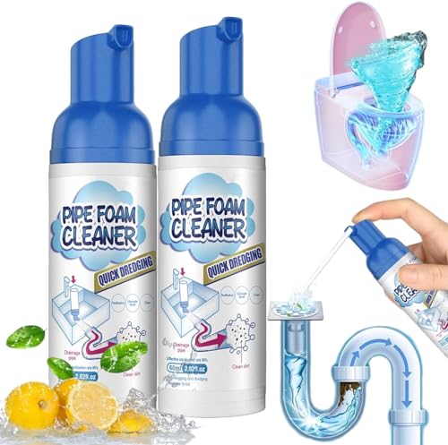 Foam Drain Cleaner,Get out Foaming Drain Cleaner,Herios Drain Foam Cleaner,Powerful Sink and Drain Cleaner Foam,Liquid Hair Drain Clog Remover,Foaming Drain Cleaner for Kitchen Drain, Sinks (2 Pcs)