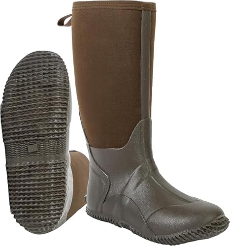 Ubon Herren Hohe Gummistiefel Wasserdicht Neopren Regenschuhe Atmungsaktiv Bequem Widerstandsfähig Jagdstiefel Outdoor Arbeit Angeln Gartenarbeit Abenteuer Braun 43.5