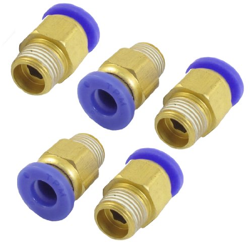 sourcing map 6mm Loch 1/8" PT Außengewinde Push in Tube Pneumatik Schnellverbinder 5 Stücke de