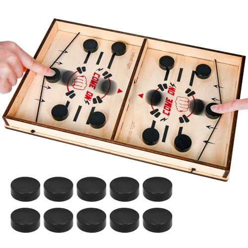 Colmanda Hockey Brettspiel, Tisch Hockey Spielzeug, Fast Sling Puck Spiel, 2 in1 Interaktion Tischhockey Katapult, Portable Schachbrett Partyspiele, Tisch-Desktop-Spiel