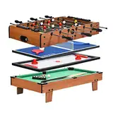 GOPLUS 4 in 1 Spieltisch, Tischkicker & Tischtennis & Tischhockey & Billardtisch, Multifunktionstisch mit Komplettem Zubehör, für Spielzimmer, Bars und Partys, für Kinder Erwachsene