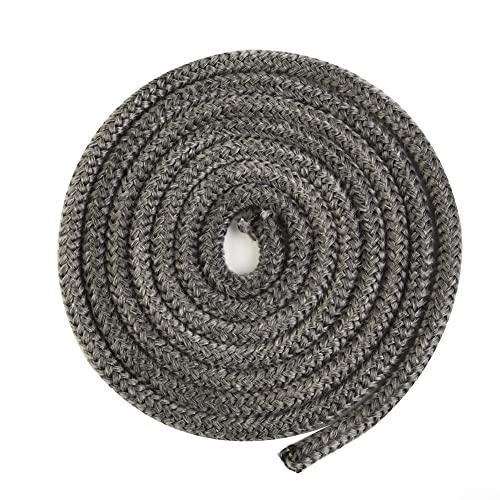 HEIBTENY Zwarte Kachel/Brandkabel Houten Brandende Kachel 6/8mm 2M Länge Log Brander Deur Seal, Ofen-Glasfaserkabel,Für Schornsteine, Kamine, Heizkessel, Industrieöfen(6mm)