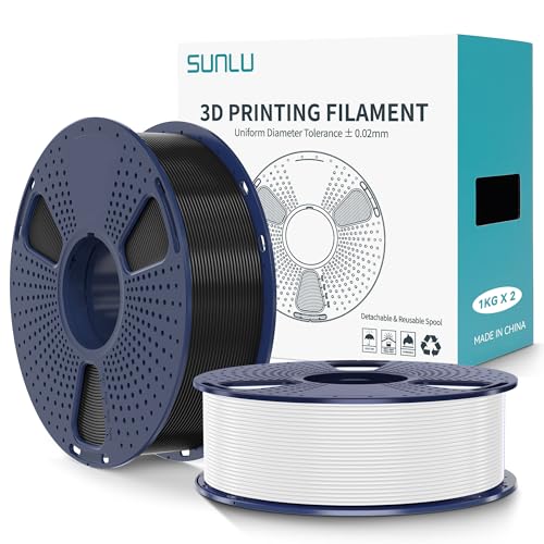 SUNLU PLA+2.0 Filament 1.75mm 2KG, Upgrade PLA Plus 3D Drucker Filament, Stärker und robuster, High Speed PLA+ Filament, Maßgenauigkeit +/-0.02mm, 1KG Spule, 2KG in Total, Schwarz+Weiß