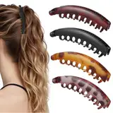 Andibro 4 Stück Groß Bananen Haarspange,Pferdeschwanz Haarklammer Vintage Bananen Clips Bananenspangen Griffkämme Damen Hochwertig Robust Haarschmuck für Frauen Mädchen