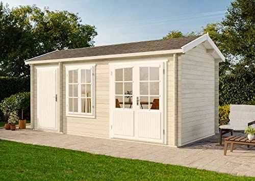 Alpholz 2-Raum Gartenhaus Bolton-28 XL aus Massiv-Holz | Gerätehaus mit 28 mm Wandstärke | Garten Holzhaus inklusive Montagematerial | Geräteschuppen Größe: 540 x 260 cm | Satteldach