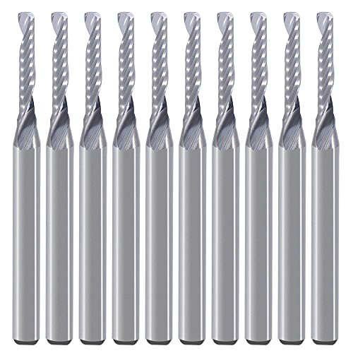 CNC-Fräser-Bits, Gravur-Bits, Schaftfräser, einschneidige Spirale, Upcut Router Bit, 3.175mm Schaft, 2mm Schnittdurchmesser, 12mm Schnittlänge,Wolframstahl, Gravur, Schnitzwerkzeug-Set für MDF