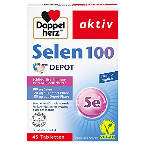 Doppelherz Selen 100 2-Phasen DEPOT - Selen unterstützt die normale Funktion des Immunsystems und der Schilddrüse - vegan - 45 Tabletten