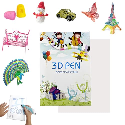 Esshogo 3D Stift Vorlage, 3D Pen Vorlagen, 3D Stift Vorlagen Kinder, 3D Zeichenbücher, 40 Muster, Malerei Graffiti-Vorlage Für 3D-Stift Kinder DIY Geschenk, 3D Stift Zubehör, Mit Transparenten Platten