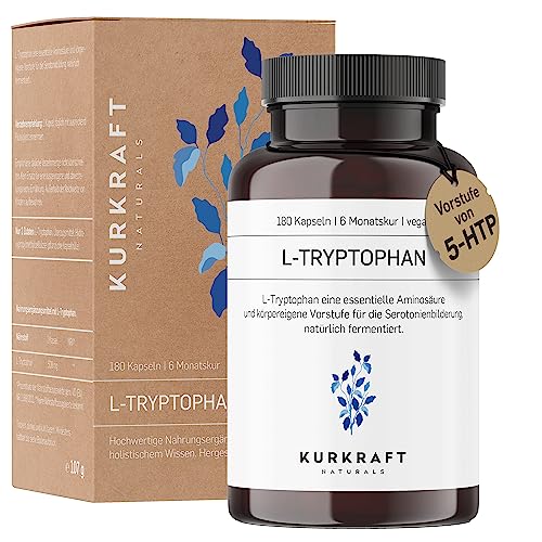 L-Tryptophan 500mg - 180 Kapseln hochdosiert - natürlich fermentiert - laborgeprüft - vegan - ohne unerwünschte Zusatzstoffe - deutsche Produktion