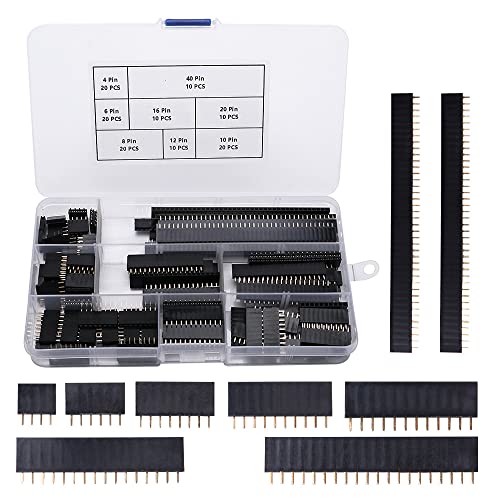 VooGenzek 120 Stück 2.54mm Gerade Einreihige Stapelbare Buchsenleiste, Gerade Einreihige Platine Weibliche Stiftleiste Sockel Steckerleiste, für Arduino Stackable Shield (4/6/8/10/12/16/20/40 Pin)