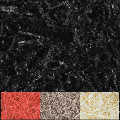 Creative Deco 1kg Schwarz Füllmaterial Geschenk aus Papier | Stroh für Pakete | Papier-Schnitzel | Deko Verpackungsmaterial für Weihnachts-Geschenke | KOMMT IN Blauer Tasche