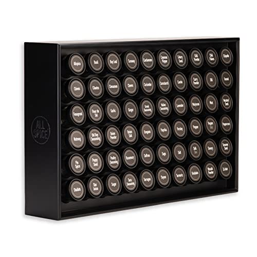 AllSpice Gewürzregal aus Holz, inkl. 60 Gläser 118 ml, Mattschwarz