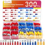 Gorffy Kabelschuhe 300 Pcs, Flachsteckhülsen Sortiment 0,5-6,0mm², Elektro Flachstecker, KFZ Quetschverbinder Set aus verzinnten messingeinsätzen, Bunt