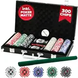 Kyto Poker Set 300-tlg. - Ideales Texas Hold Em Set - Mit Koffer, Pokerchips, und Pokerkarten - Perfekt für Profis und Anfänger im Cash Game und Turnier Poker