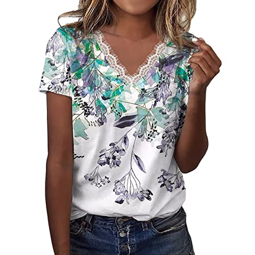 Generisch Damen T-Shirt Basic Kurzarm Oberteil Y2k Fashion Top Sommer Clothes Outfit Aesthetic Crop Top Streetwear Oberteil Damen Shirt Damen Shirt Sommer Baumwolle Damen Tshirt Oversized Print