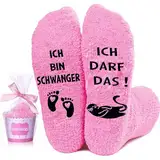 Geschenke für Schwangere Set,Geschenk für Schwangere Freundin,Geschenke für Werdende Mütter,Schwangerschaft Geschenk für Verkünden Glück Geschenksocken,Rosa Motiv Weihnachten Adventskalender