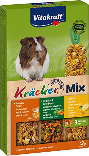 Vitakraft Kräcker Mix, Knabberstangen, für Meerschweinchen, mit Citrus, mit Gemüse, mit Honig, ohne Zusatz von Zucker und Getreide (1x 168g)