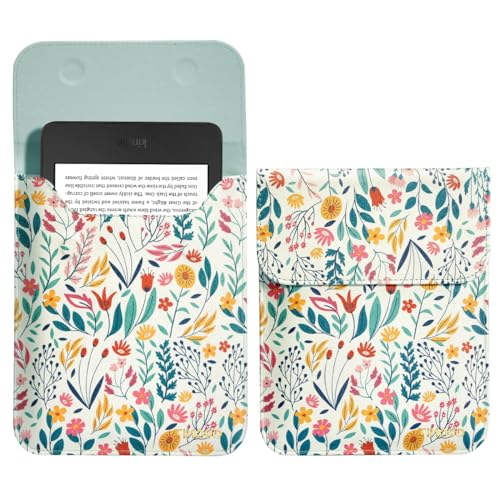 TiMOVO 6 Zoll Hülle für All-New Kindle 2022/Kindle 2019/Kindle Paperwhite 6.8 Zoll/Kindle Voyage/Kindle (8. Gen, 2016)/Kindle Touch/Kindle 4/5, Schutzhülle Tasche Sleeve Case Lederhülle, Blume